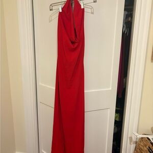 Zara Red Cowl-Neck Maxi Dress